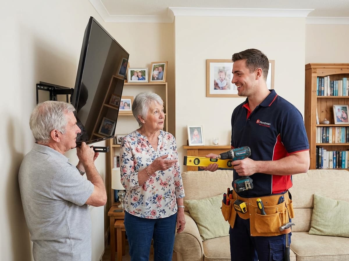 Handyman helping homeowners